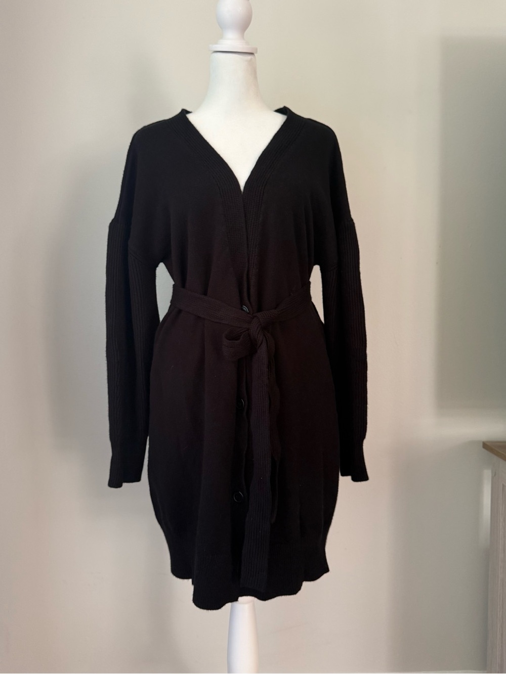 Deluc Black Belted V-Neck Cardigan XS